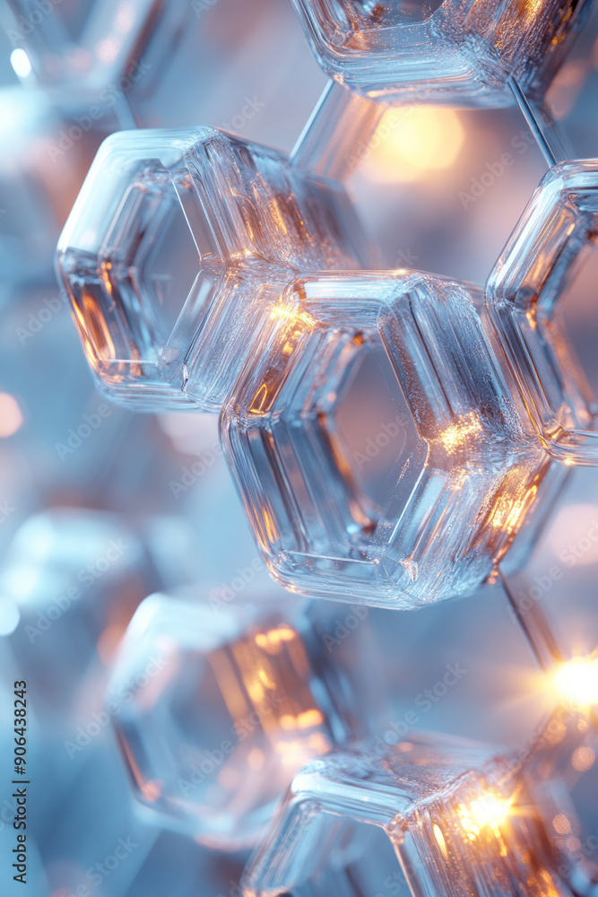 Aufkleber elegant scene featuring interconnected hexagons with bright highlights, forming an abstract pattern 