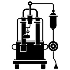 Vector silhouette  of Anesthetic machine white  background