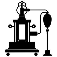 Vector silhouette  of Anesthetic machine white  background