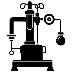 Vector silhouette  of Anesthetic machine white  background