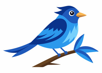blue bird on branch vector illustration 