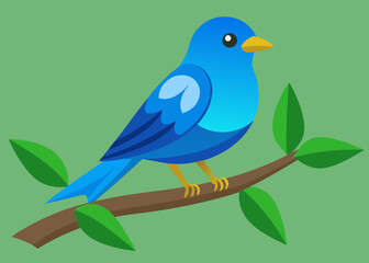 blue bird on branch vector illustration 