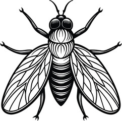 Housefly tattoo style black vector