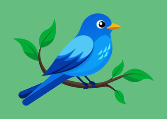 blue bird on branch vector illustration 