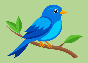 blue bird on branch vector illustration 