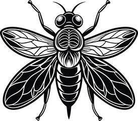 Housefly tattoo style black vector