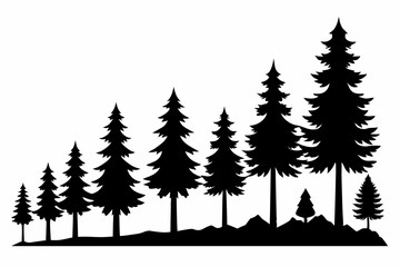Obraz premium Vector silhouettes of trees in different stages of growth on a white background