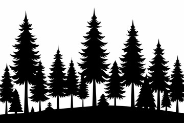 Fototapeta premium Vector silhouettes of trees in different stages of growth on a white background