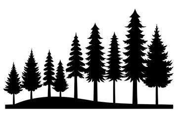 Obraz premium Vector silhouettes of trees in different stages of growth on a white background