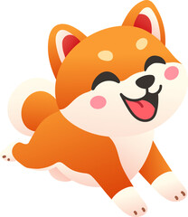Running Shiba Inu Cartoon Dog (Gradient Color Style)