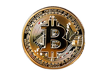 Obraz premium bronze bitcoin isolated white background high resolution high details vibrant