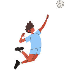 Fototapeta premium VolleyBall Player Man Jump Smash Sports Set Vector