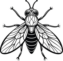 Housefly tattoo style black vector
