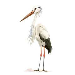 Fototapeta premium Stork Avant-Garde animal fashion cartoon isolated whitebackground 16:9