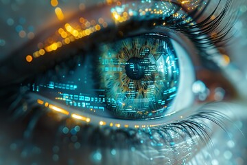 "Close-Up Image of a Cybernetic Eye"