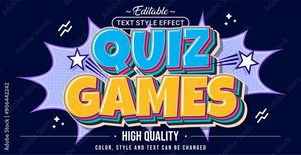 Aufkleber Editable text style effect - Quiz Games  text style theme.