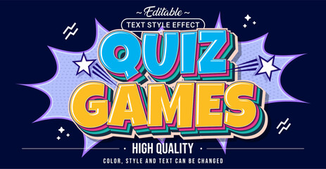 Editable text style effect - Quiz Games text style theme.