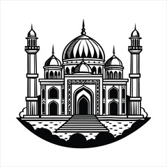 mosque black & White vector