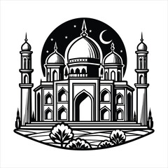 mosque black & White vector