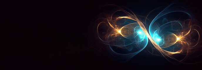 Naklejka premium Quantum entanglement, scientific technology abstract concept. AI generated.