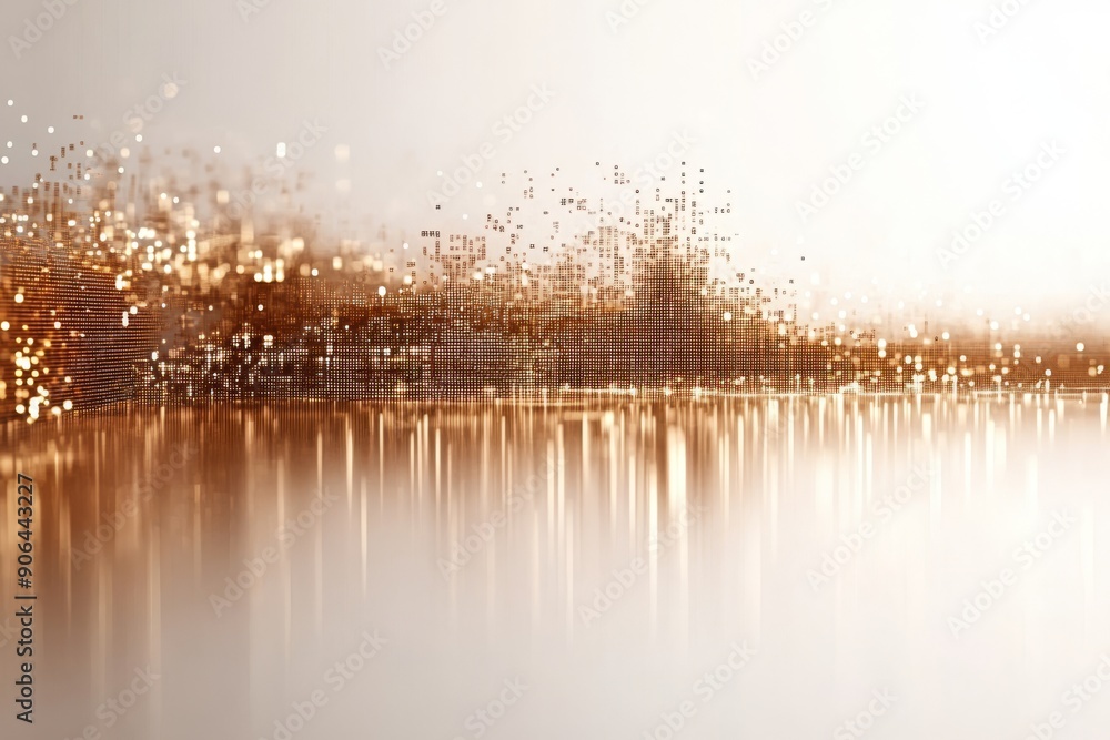 Poster abstract golden bokeh lights reflecting on a tranquil water surface creating a warm and ethereal amb