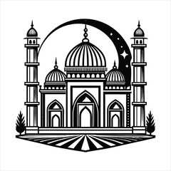 mosque black & White vector