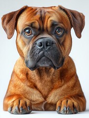 Obraz premium Close up portrait of dog isolated on white background, cute dog, funny dog, calm dog