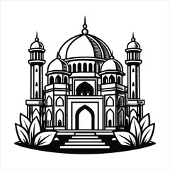 mosque black & White vector