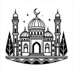 mosque black & White vector