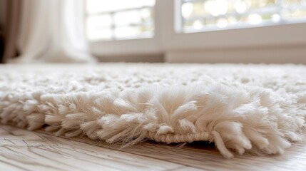 Shag lamb natural rug in modern room.