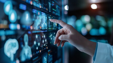 Doctor Interacting with Advanced Medical Touchscreen