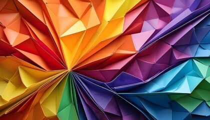 vibrant abstract wallpaper with colorful paper textures and origami-like patterns, adding a dynamic and artistic touch to any space