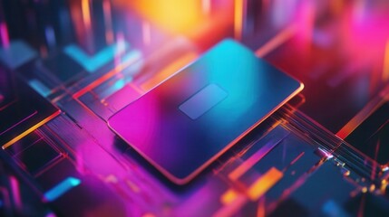 Digital wallet interface on a bright and colorful background, online shopping convenience