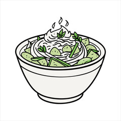 Spicy Thai Salad .Sweetgreen cartoon art vector