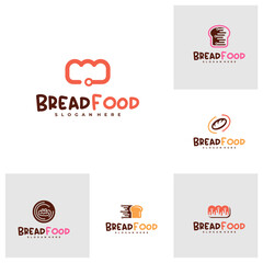 Set of Bread tech logo vector template, Creative tech bread logo design concepts
