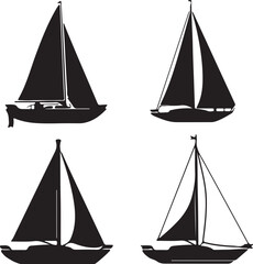 Sail Boat Silhouette Vector Set