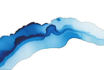 tranquil blue watercolor paint stroke isolated white background high resolution high details vibrant