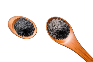 wooden measuring spoon poppy seeds white utensils white high resolution high details vibrant