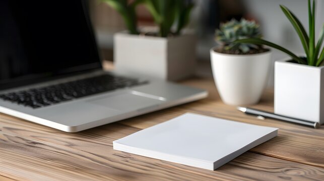 White adhesive note paper on an office desk, ideal for business reminders