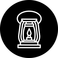 Gas Lamp Vector Line White Circle Black