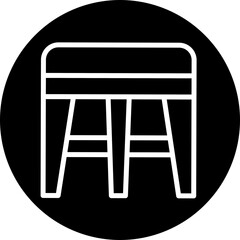 Stool Vector Line White Circle Black