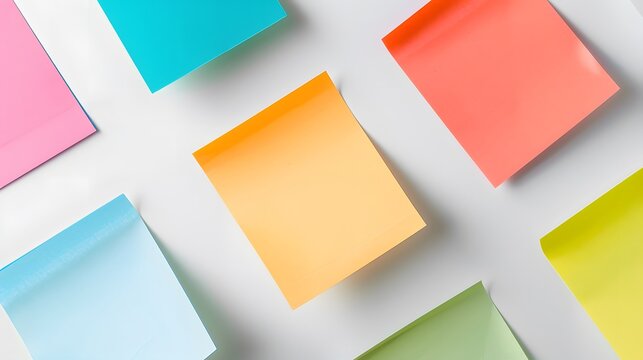 Office reminder paper note with adhesive tape, isolated on a white desk background