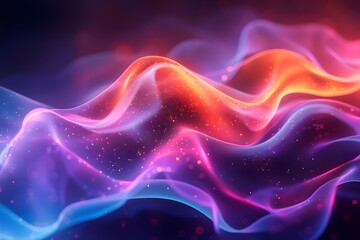 Obraz premium Vibrant Waves of Light and Color in a Digital Abstract Design