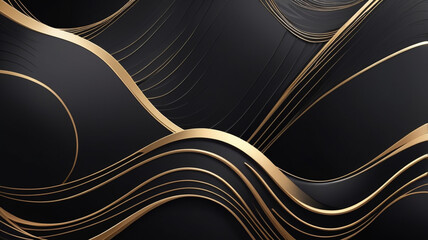 Tranquil Luxury: Minimal Black Geometric Wallpaper with Abstract Waves, Captured in High-End Interior Design Setting with DSLR Camera Using Macro Lens for Detailed Texture: AI Generated