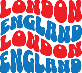 London England Wavy Typography Vector