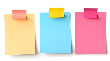 Office memo paper note with adhesive tape, isolated on a blank white background