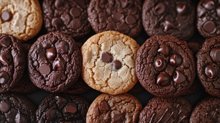 collection of chocolate cookies with chocolate pieces