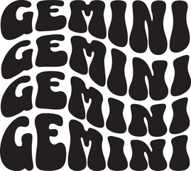 Gemini Wavy Typography Vector