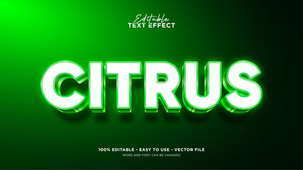 Editable green 3d text effect, glow light text style effect