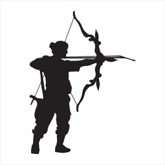 Fototapeta premium Man Archery Silhouette on white background 
